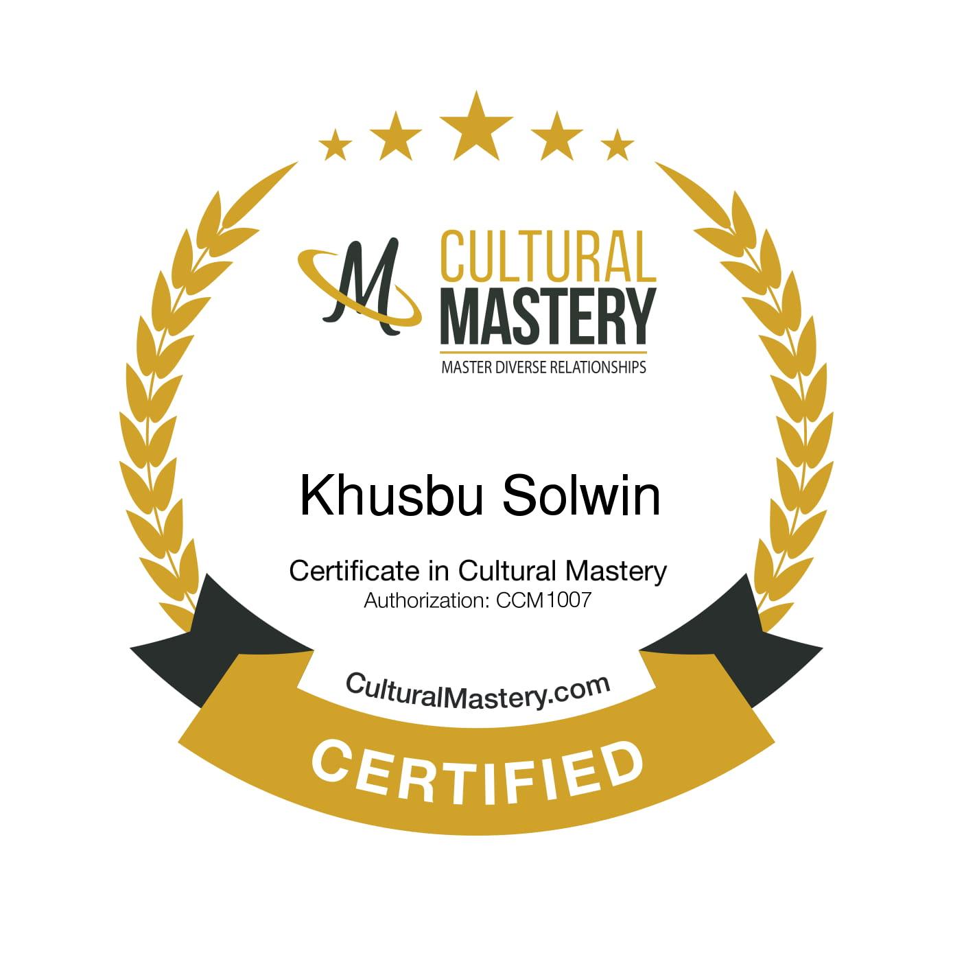 Cultural Mastery Digital Badge - Khusbu Solwin